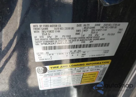 2021 Ford Expedition Limited Max из США, поврежденный, VIN 1FMJK2AT3MEA34277